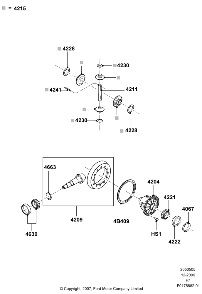 05R - Components - Rear Axle Diff & Carr., Narrow Frame (Chassis Cab), Ford 350 Series, Rear Axle Less Limited Slip Diff, With Single Rear Wheels; 18/DEC/2006-12/FEB/2010