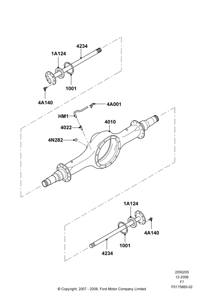 05L - Rear Axle, Narrow Frame (Chassis Cab), Ford 450 Series; 18/DEC/2006-12/FEB/2010