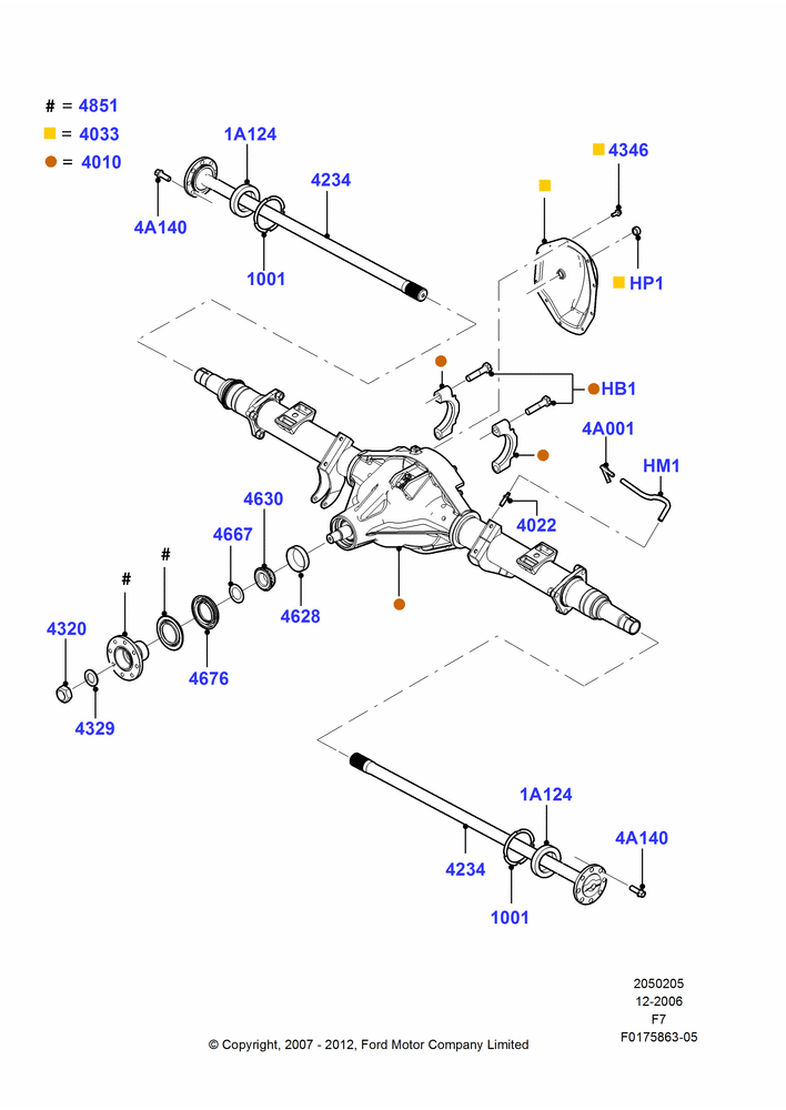 05J - Rear Axle, Narrow Frame (Chassis Cab), Ford 350 Series, With Double Rear Wheels; 18/DEC/2006-12/FEB/2010