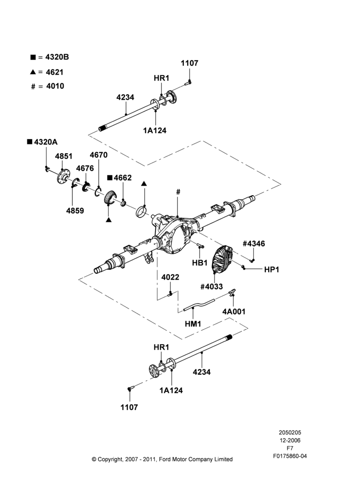 05F - Rear Axle, Ford 250 Series; 18/DEC/2006-12/FEB/2010