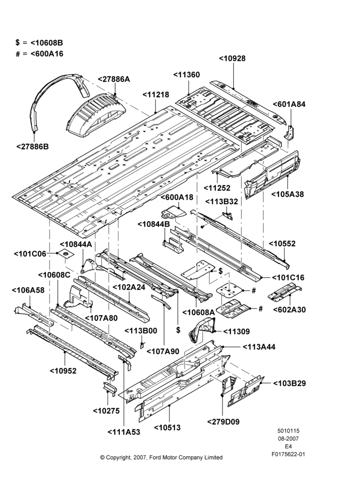 15D - Floor Pan - Center and Rear, Extended Van, Extended Wagon; 06/AUG/2007