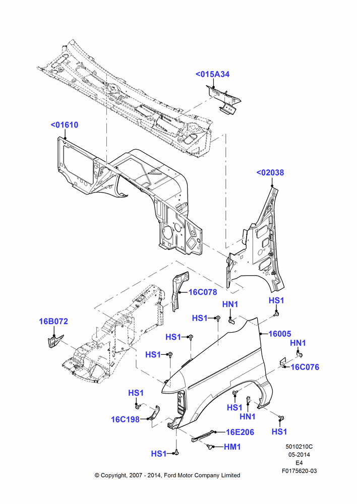 10C - Dash Panel and Front Fenders, Cutaway, Extended Van, Extended Wagon, Regular Van, Regular Wagon; 06/AUG/2007