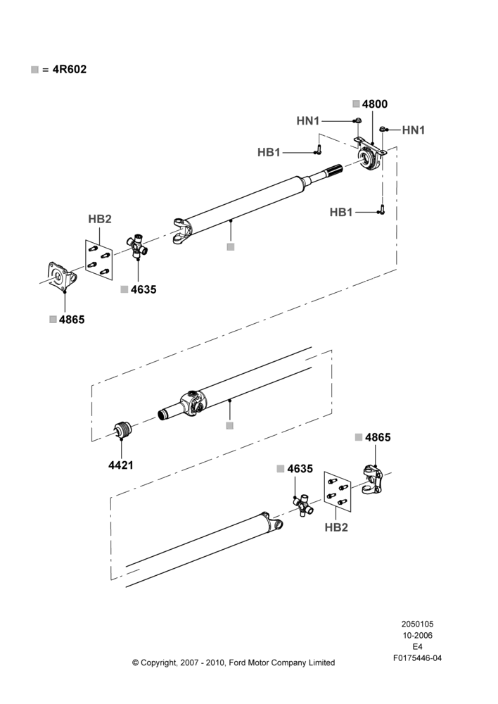 05K - Drive Shaft - Rear Axle Drive, Ford 450 Series; 16/OCT/2006-24/AUG/2009