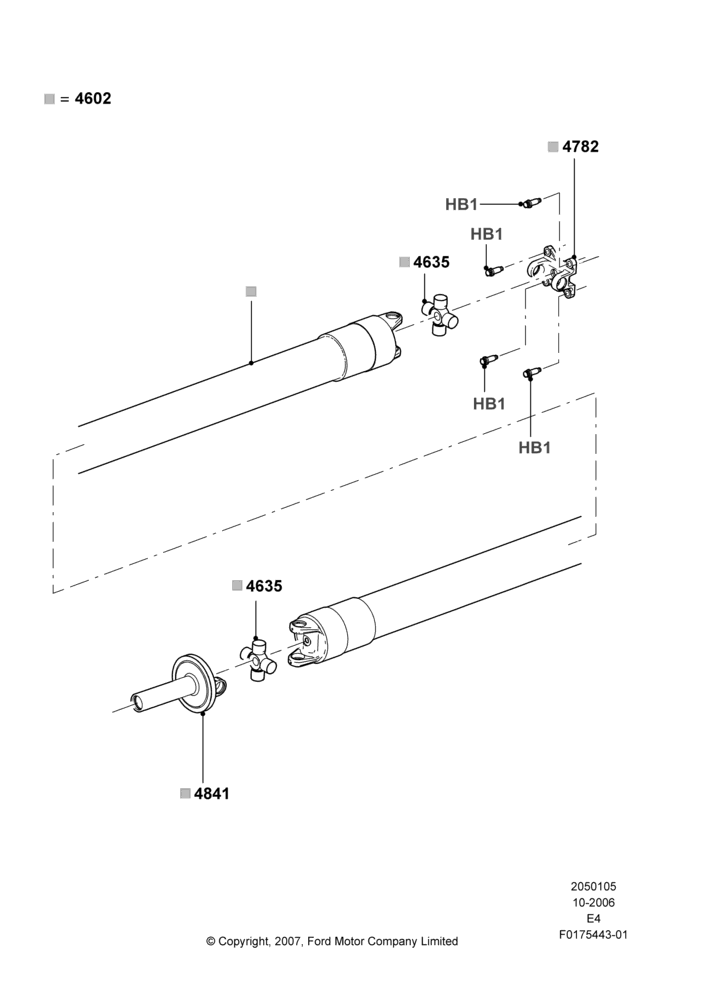 05H - Drive Shaft - Rear Axle Drive, 138"/3505MM Wheelbase, Ford 350 Series, 1 Piece Driveshaft; 16/OCT/2006-24/AUG/2009