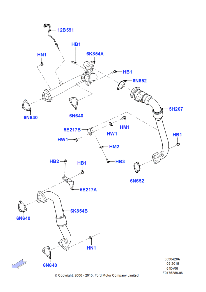 Pipes - Turbocharger - Exhaust Side, 6.4L Diesel V8 Twin Turbo