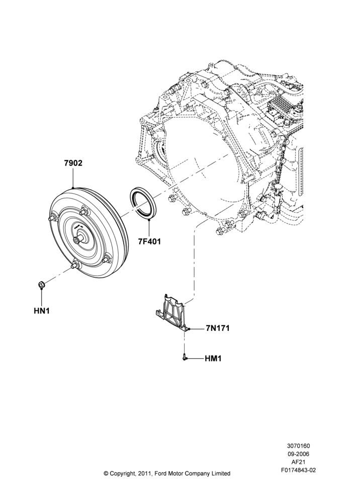 60D - Converter, 3.5L 4V DOHC VCT SMPI V6 Gas, 6-Speed Automatic Transaxle - AWF21; 30/AUG/2006-29/JUL/2012
