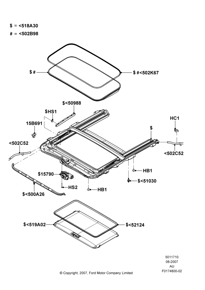 10B - Sliding Roof Mechanism and Controls, Body Colored Exterior Door Handle; 27/AUG/2007-07/DEC/2010