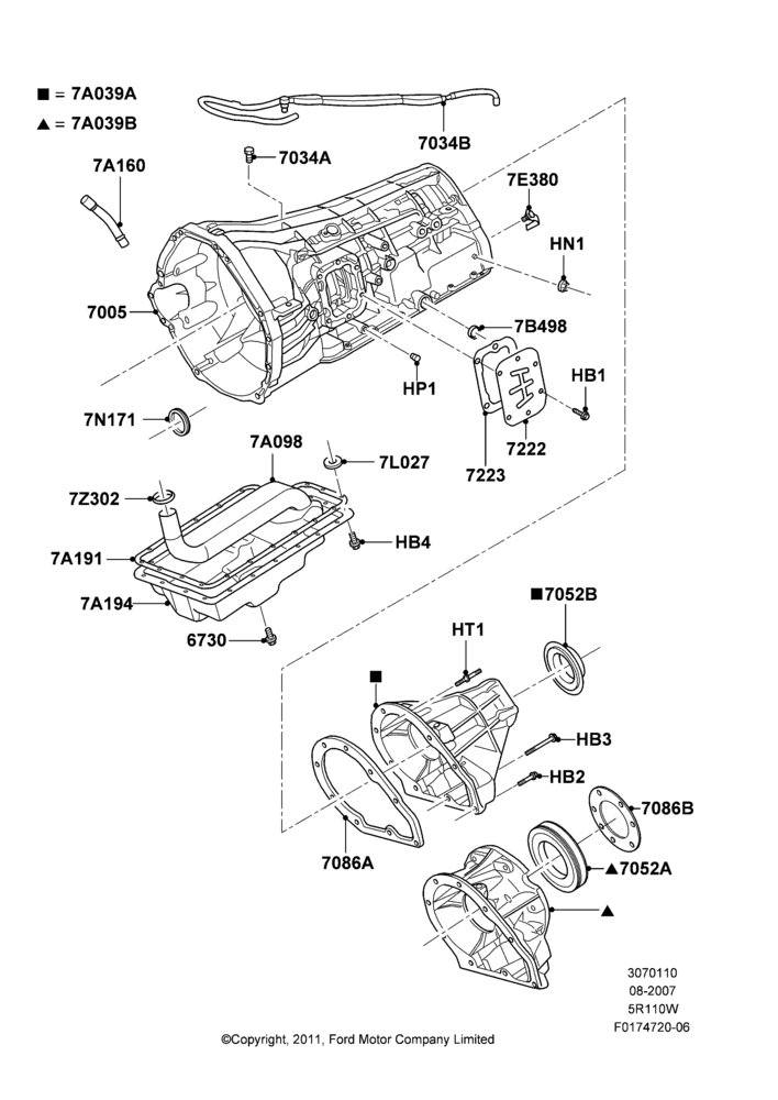 10D - Transmission External Components, 5 Speed Auto 5R110W - HI/Torque, 5R110W 5 Speed Auto Trans NAAO, Trans Power Take Off Provision; 06/AUG/2007