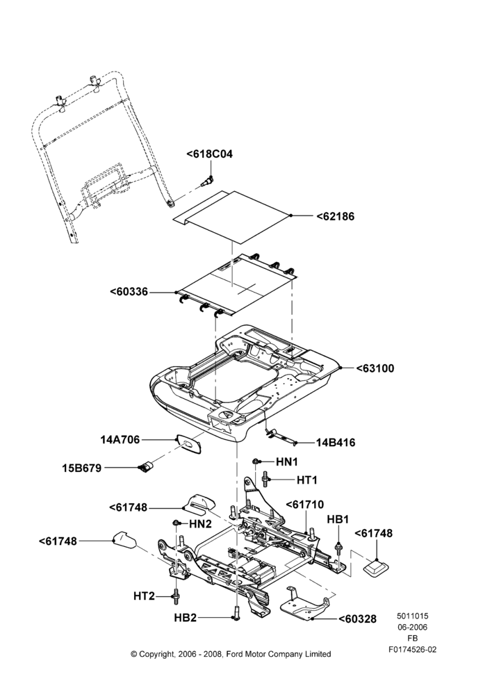 15G - Front Seat Base, With 40/20/40 Split Bench Frnt Seat, With Low Back Front Seats, With Passenger Power Seat Adjuster; 19/JUN/2006-26/SEP/2011