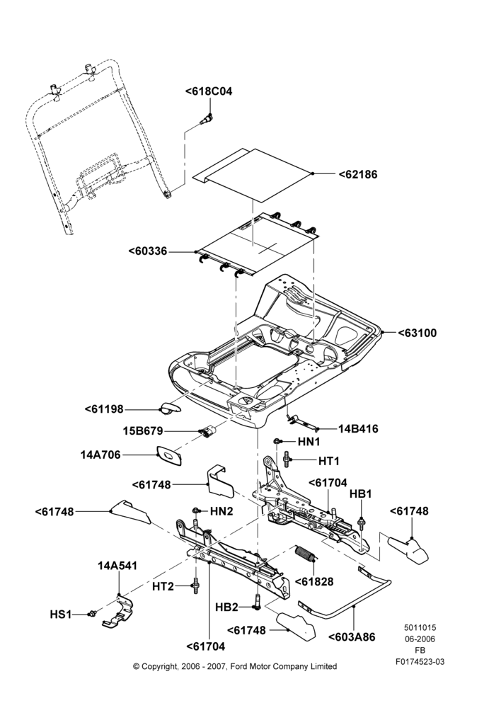 15D - Front Seat Base, With Manual Passenger Seat Adjuster, With Split Bench Front Seat; 19/JUN/2006-26/SEP/2011