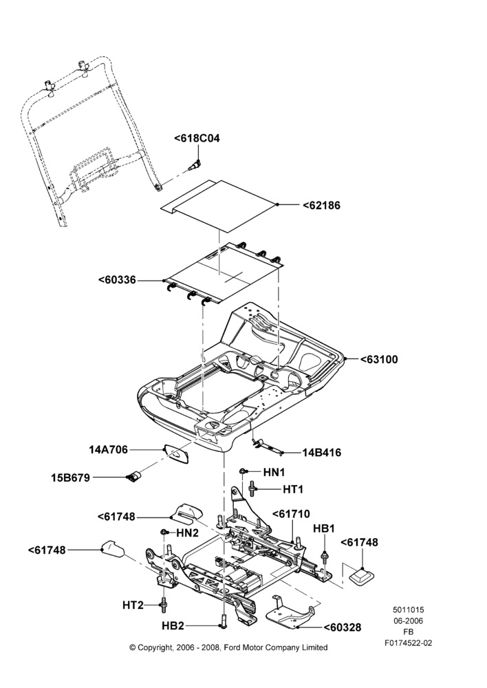 15C - Front Seat Base, With Split Bench Front Seat, With Passenger Power Seat Adjuster; 19/JUN/2006-26/SEP/2011