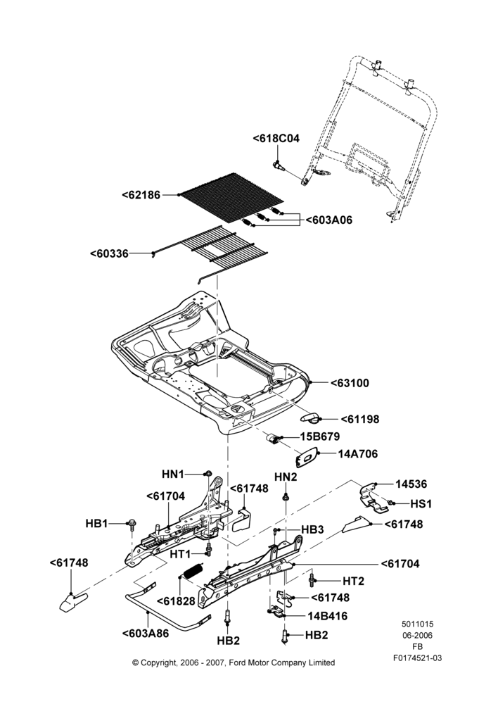 15B - Front Seat Base, With Manual Driver Seat Adjuster, With Split Bench Front Seat; 19/JUN/2006-26/SEP/2011