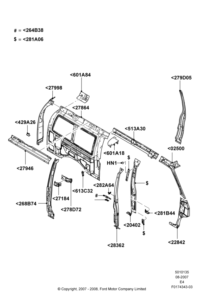 35D - Side Panels - Inner, Regular Van, Regular Wagon; 06/AUG/2007-04/AUG/2014
