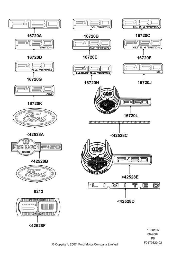 Name Plates, Ford 150 Series