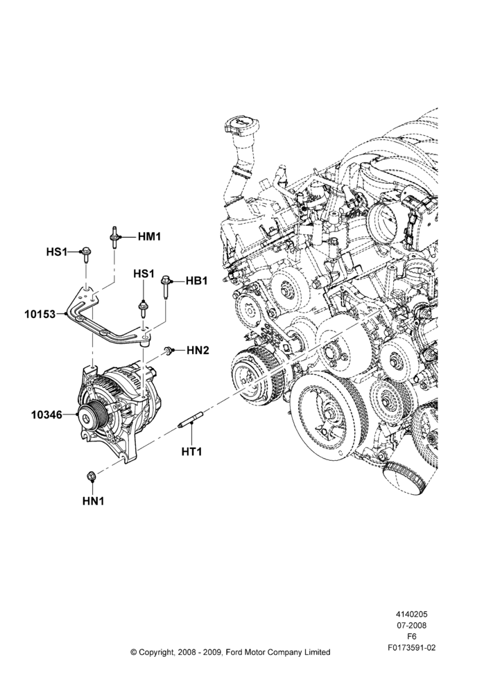 05F - Alternator and Mountings, 4.6L 3V V8; 18/AUG/2008-23/DEC/2014