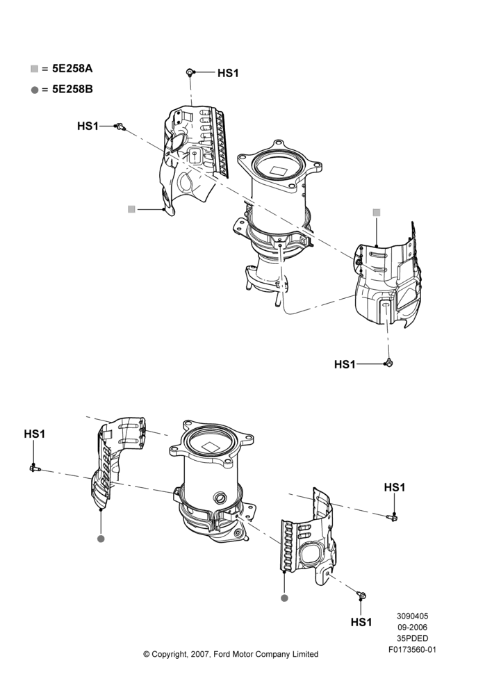 05B - Heat Shields - Exhaust System, 3.5L 4V DOHC VCT SMPI V6 Gas; 30/AUG/2006-29/JUL/2012