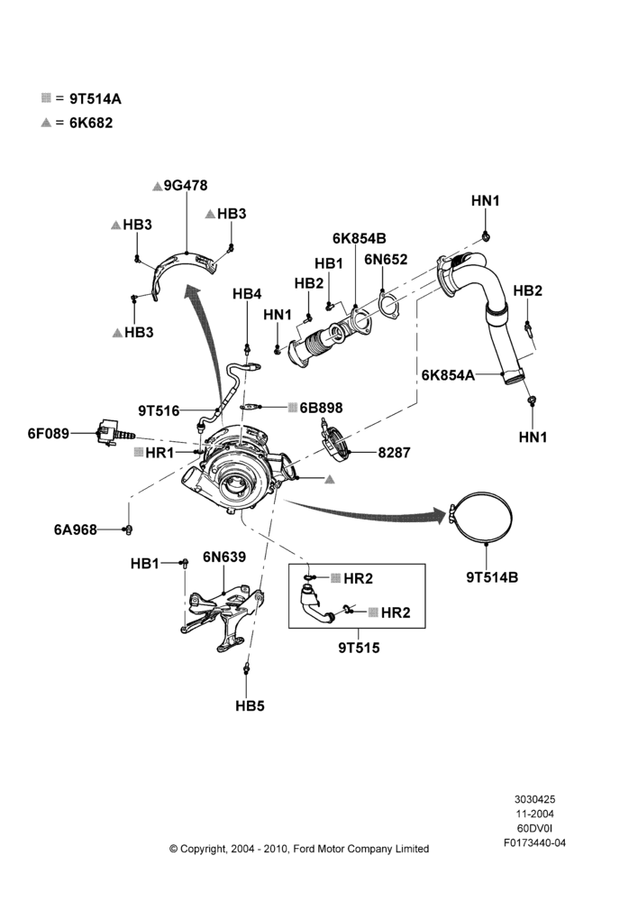 25D - Turbocharger, 6.0L  OHV Diesel V8 DI; 04/NOV/2004-26/JUL/2010