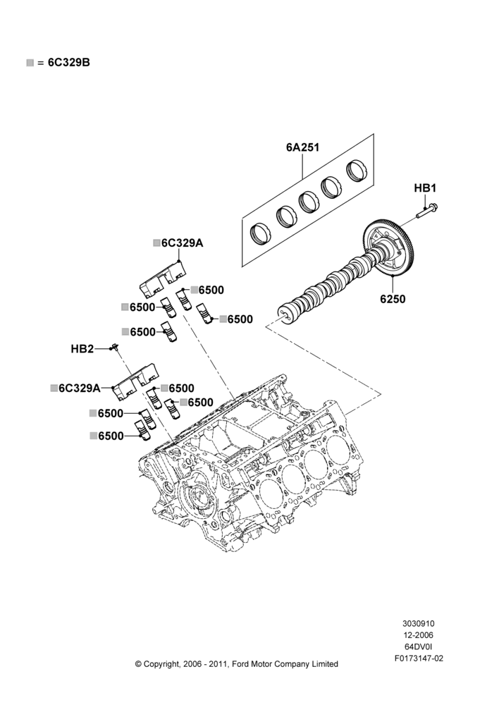 Camshaft, 6.4L Diesel V8 Twin Turbo