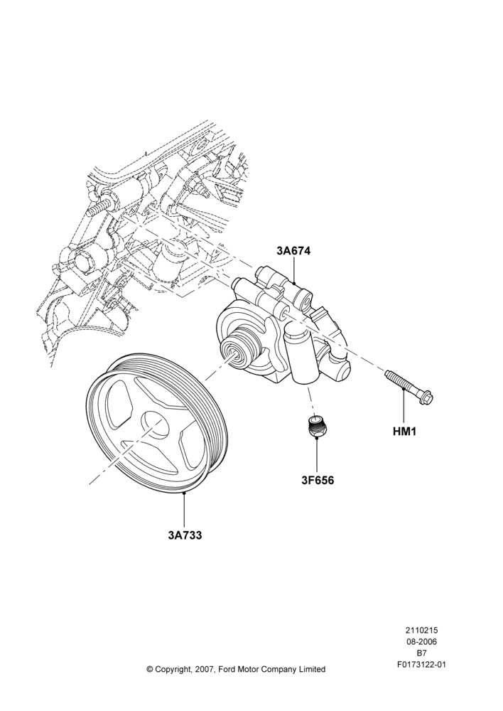 15B - Power Steering Pump Mounting; 02/AUG/2006-16/AUG/2010