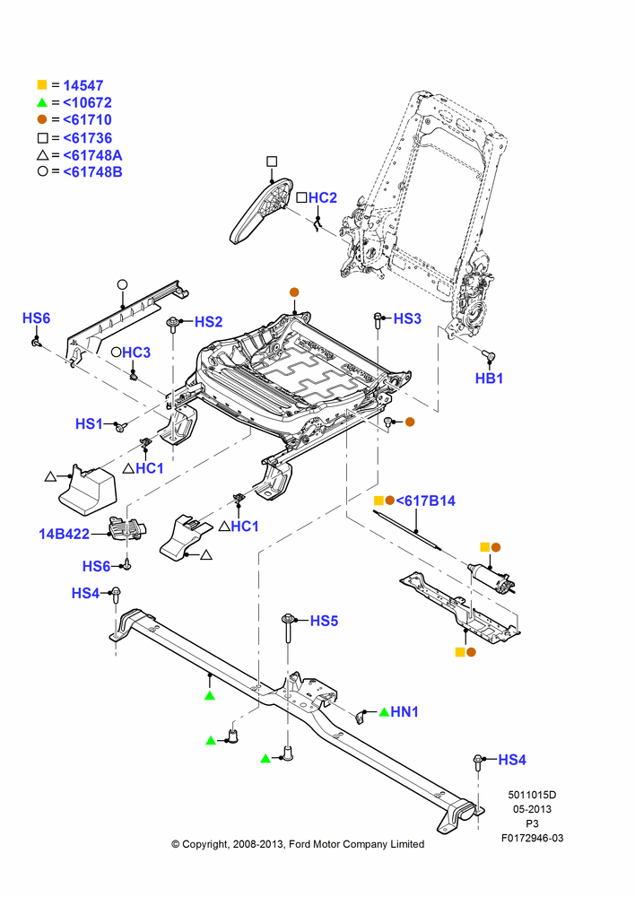 15D - Front Seat Base, With Pass 6 Way Power Seat Adjuster; 02/MAY/2008-29/FEB/2012