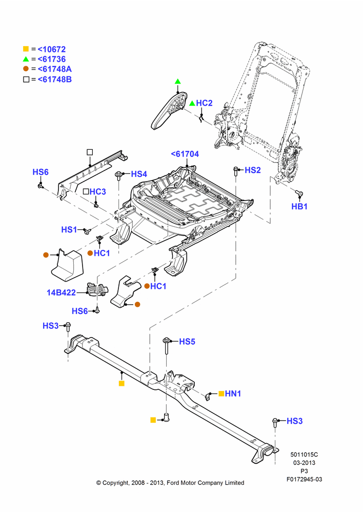 15C - Front Seat Base, With Pass. 2 Way Manual Seat Adjust; 02/MAY/2008-29/FEB/2012