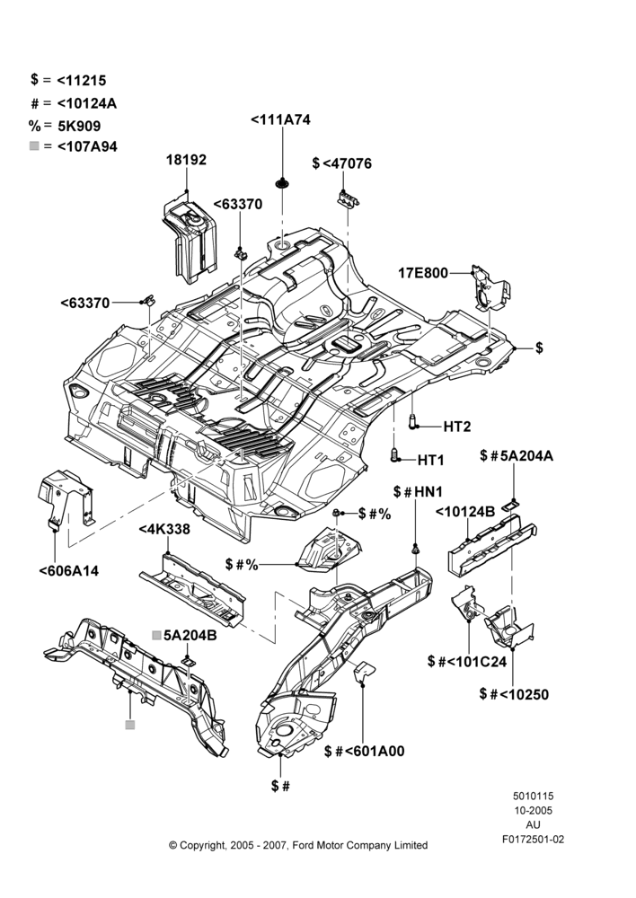 15B - Floor Pan - Center and Rear, 3 Door, 5 Door Sedan; 03/OCT/2005-27/AUG/2007