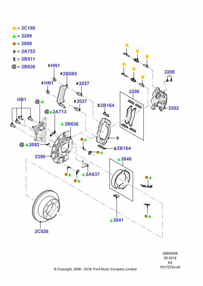 05E - Rear Brake Discs and Calipers, 150 Series; 16/OCT/2006-06/AUG/2007