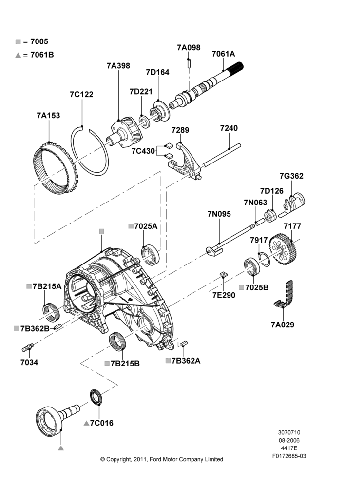 10C - Transfer Drive Components, FRONT; 02/AUG/2006-22/AUG/2011