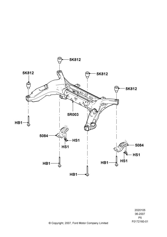 05B - Rear Suspension Frame Mounting, LHD 2WD (Front Wheel Drive); 18/JUN/2007-15/JUN/2009