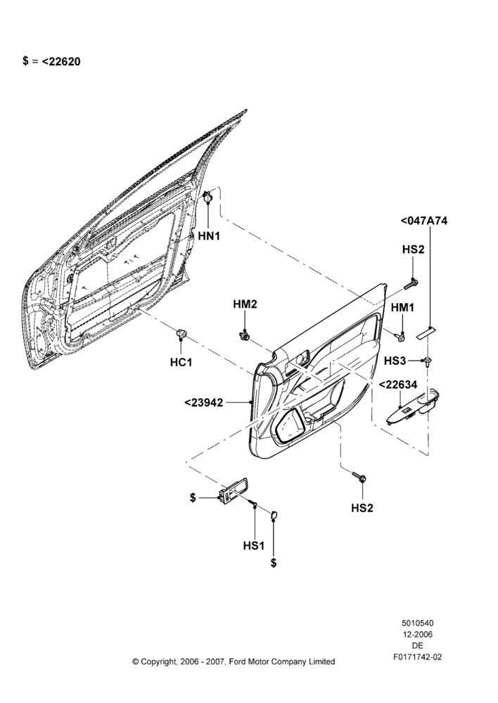 40G - Front Door Trim Panels, Ford Division Derivative; 01/DEC/2006-11/FEB/2008