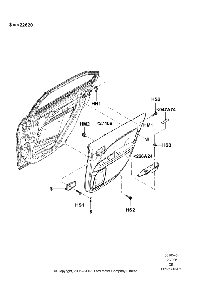 45G - Rear Door Trim Panels, Ford Division Derivative; 01/DEC/2006-11/FEB/2008