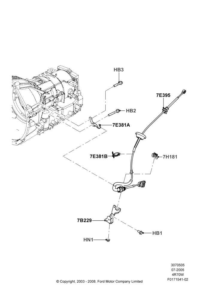 05F - Gear Change-Automatic Transmission, 4.2L V6 12v OHV EFI, 4R70/4R75 W/E 4 Speed Trans, All Non Flow Thru Floor Consoles, Less Floor Mounted Console; 23/AUG/2004-18/AUG/2008