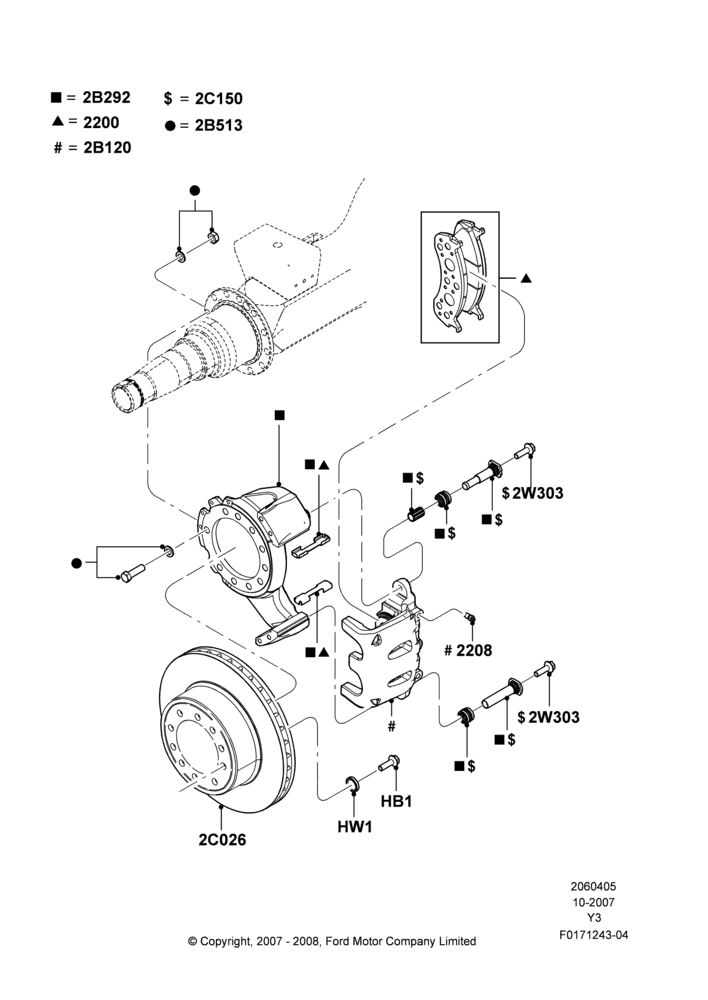 Rear Brake Discs and Calipers, 24,000 LB. GVW, 26000 LB. GVW