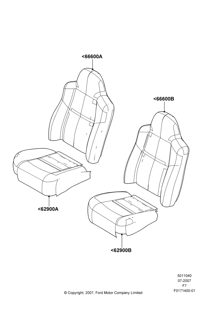 40J - Rear Seat Covers, Crew Cab, 'Harley Davidson' Version Package, With 2nd Row Dual Captain Chairs; 30/JUL/2007-12/FEB/2010