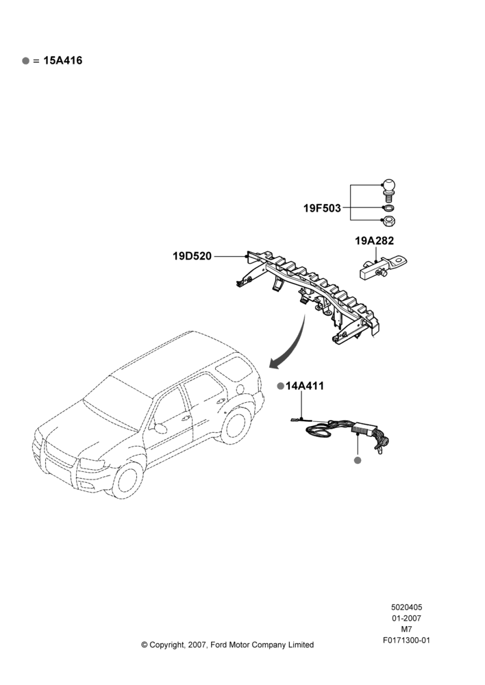 05XB - Tow Bar, Less Hybrid Version, Accessory; 08/JAN/2007-23/JUN/2008