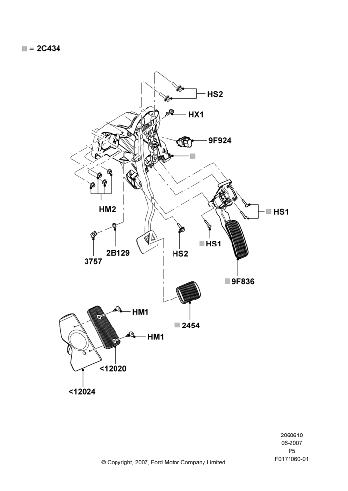 10B - Brake and Clutch Controls, With Fixed Foot Pedals; 18/JUN/2007-15/JUN/2009