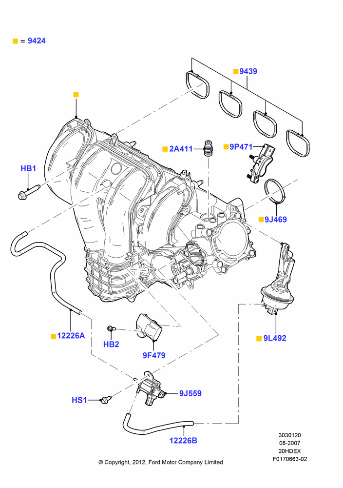 20B - Intake Manifold, 2.0L Duratec HE (137PS); 27/AUG/2007-07/DEC/2010