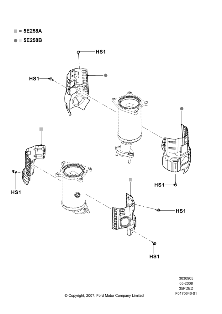 05C - Heat Shields - Exhaust System, 3.5L 4V DOHC VCT SMPI V6 Gas; 02/MAY/2008-29/FEB/2012