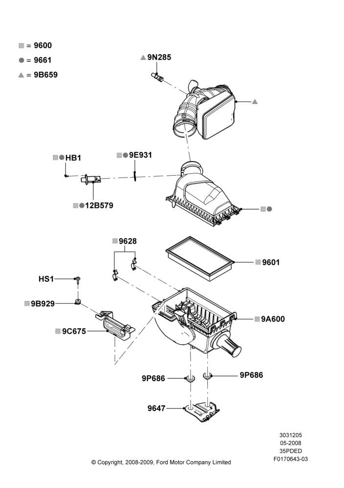 05C - Air Cleaner, 3.5L 4V DOHC VCT SMPI V6 Gas; 02/MAY/2008-29/FEB/2012
