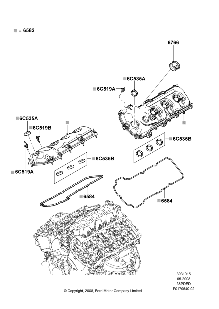 15C - Cylinder Head Cover, 3.5L 4V DOHC VCT SMPI V6 Gas; 02/MAY/2008-29/FEB/2012