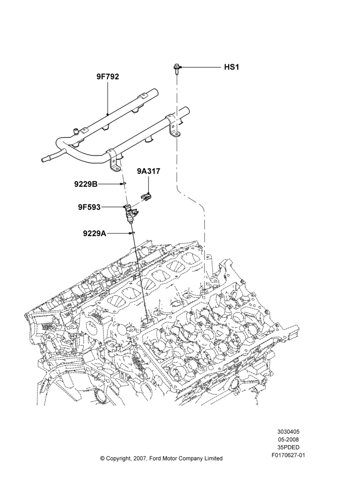 05C - Fuel Injectors and Pipes, 3.5L 4V DOHC VCT SMPI V6 Gas; 02/MAY/2008-29/FEB/2012