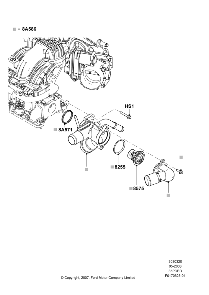 20C - Thermostat/Housing & Related Parts, 3.5L 4V DOHC VCT SMPI V6 Gas; 02/MAY/2008-29/FEB/2012
