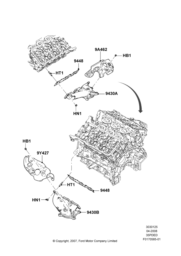 25C - Exhaust Manifold, 3.5L 4V DOHC VCT SMPI V6 Gas; 02/MAY/2008-29/FEB/2012