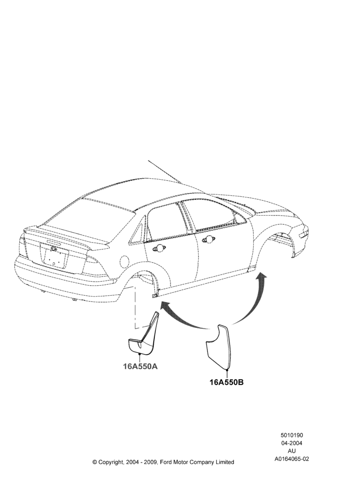 90C - Mudflaps, 4 Door Sedan, Accessory; 05/APR/2004-27/AUG/2007