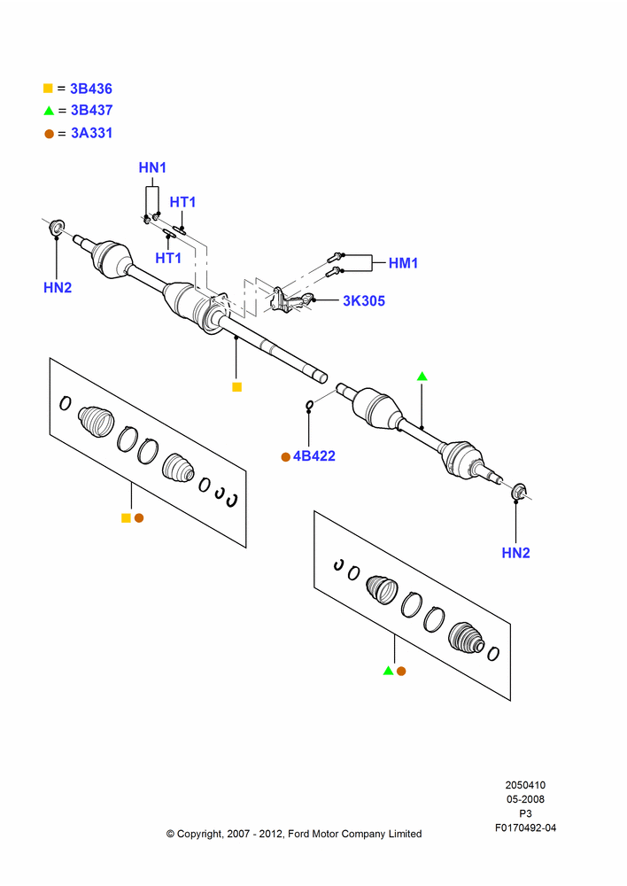 10A - Drive Shaft - Front Axle Drive, 3.5L 4V DOHC VCT SMPI V6 Gas; 02/MAY/2008-19/APR/2010