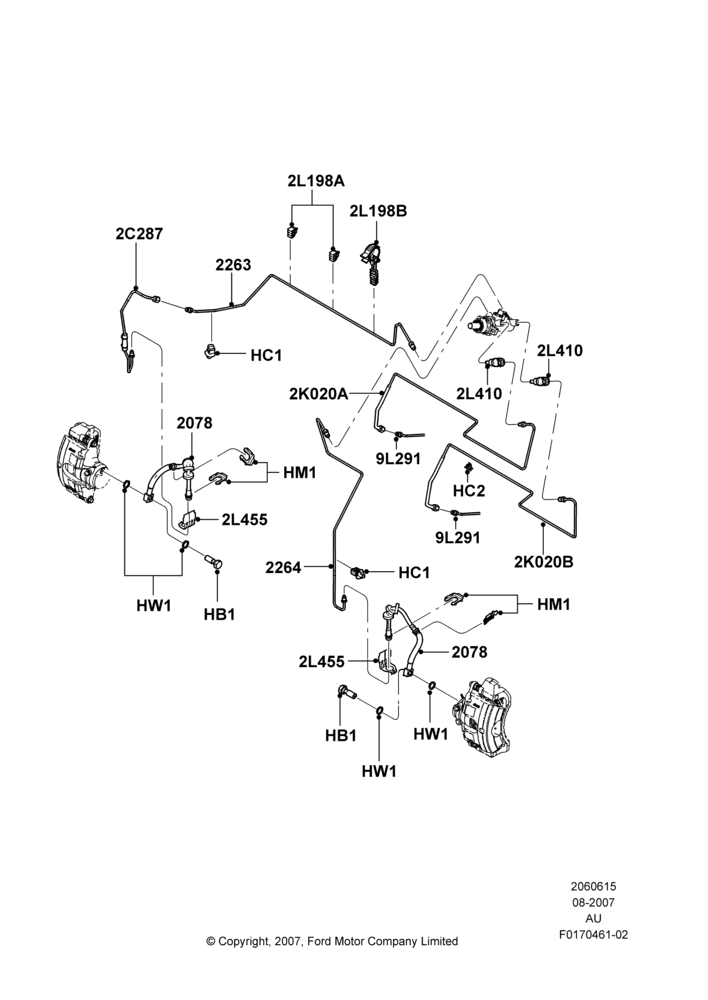 15D - FRONT BRAKE LINES, Less Anti-Lock Braking System; 27/AUG/2007-07/DEC/2010