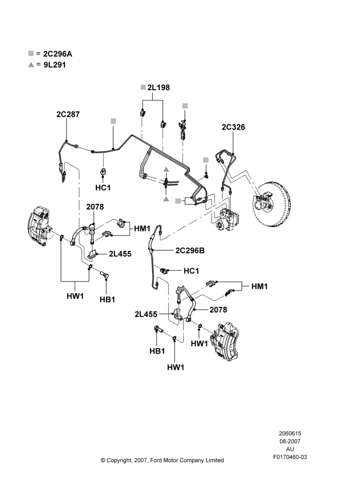 15C - FRONT BRAKE LINES, 4 Wheel Anti-Lock Braking System; 27/AUG/2007-07/DEC/2010