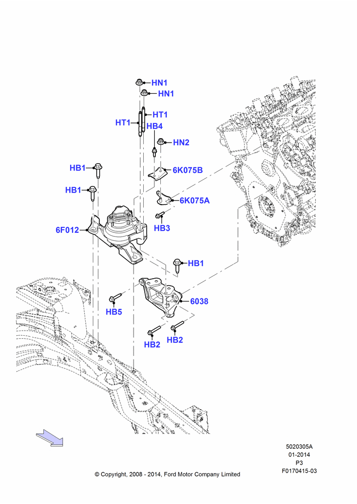 05A - Engine Mounting, 3.5L 4V DOHC VCT SMPI V6 Gas; 02/MAY/2008-29/FEB/2012