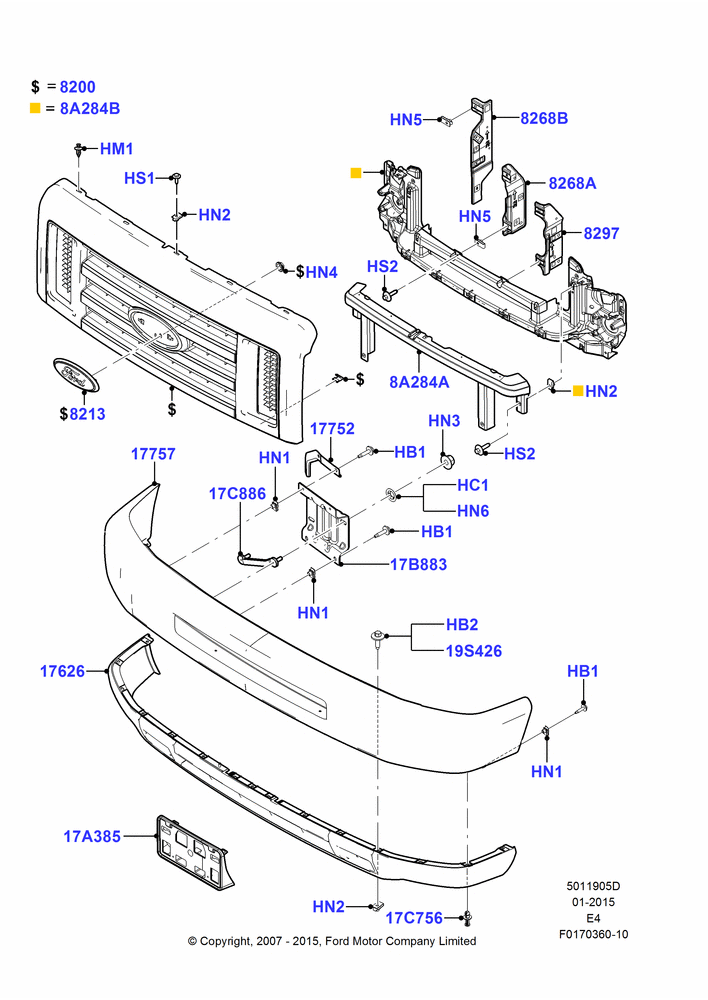05D - Radiator Grille and Front Bumper, Less Stripped Chassis; 06/AUG/2007