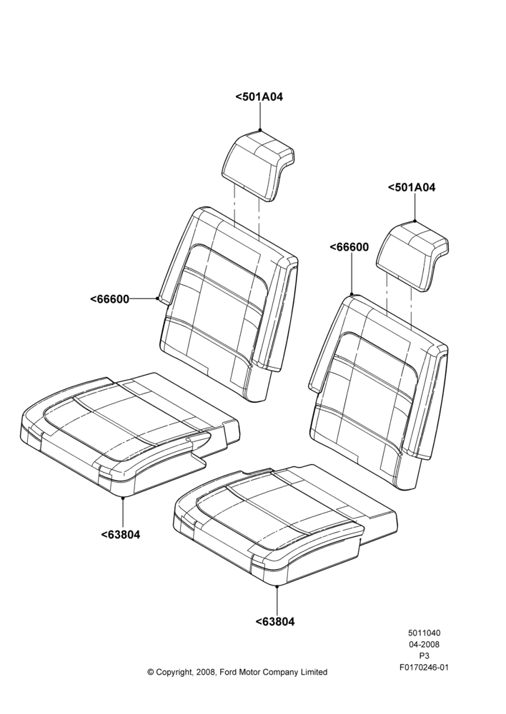 40C - Rear Seat Covers, With Third Row Split Bench Seat; 02/MAY/2008-13/JUN/2011